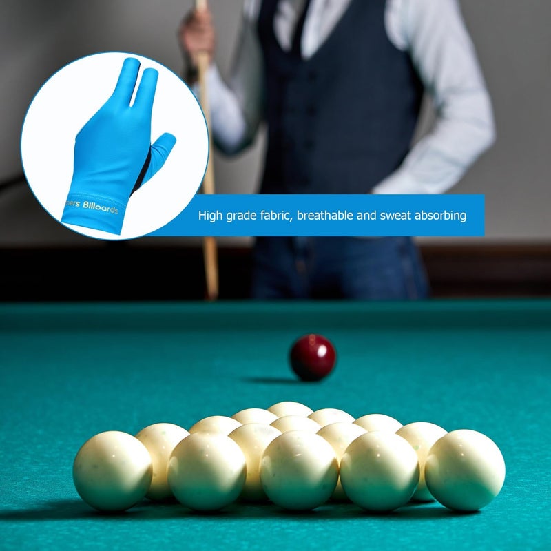 Arcjunys Pool Glove Left Hand 3 Finger Pool Glove Breathable Non Slip Billiards Glove Comfortable Pool Gloves Billiard Glove Billiard Gloves Billiards Gloves for Women or Men Billiard Accessories Blue - Image 4